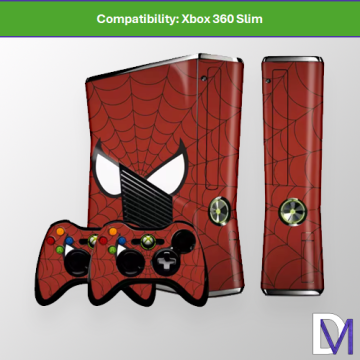 Red Spiderman Xbox 360 Slim Skin Set – Console + Controller Vinyl Decal