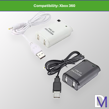 2-in-1 Rechargeable Battery Pack for Xbox 360 Controller – 4800mAh + Charging Cable