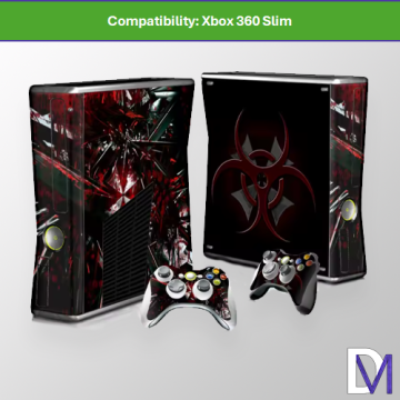 Biohazard Umbrella Xbox 360 Slim Skin Set – Console + Controller Vinyl Decal